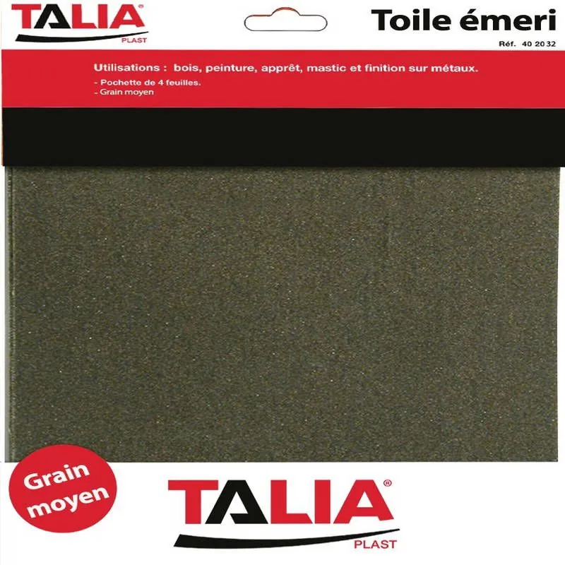 4 FEUIL. EMERI 180X280 GRAIN 1 Taliaplast 402032