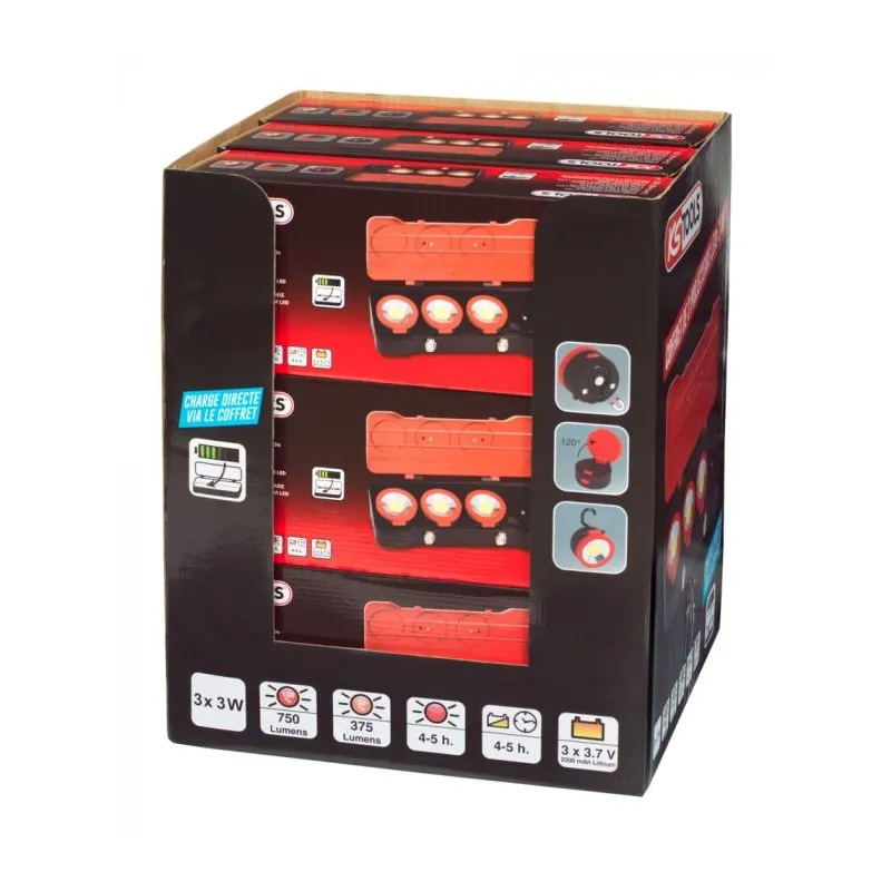 Présentoir de 9 coffrets de 3 projecteurs LEDs 3W KSTOOLS 150.4314D | 150.4314D