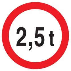 Panneau INTERDIT AU PLUS DE 2.5 TONNES Taliaplast 624282