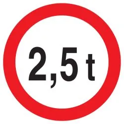 Panneau INTERDIT AU PLUS DE 2.5 TONNES Taliaplast 627282