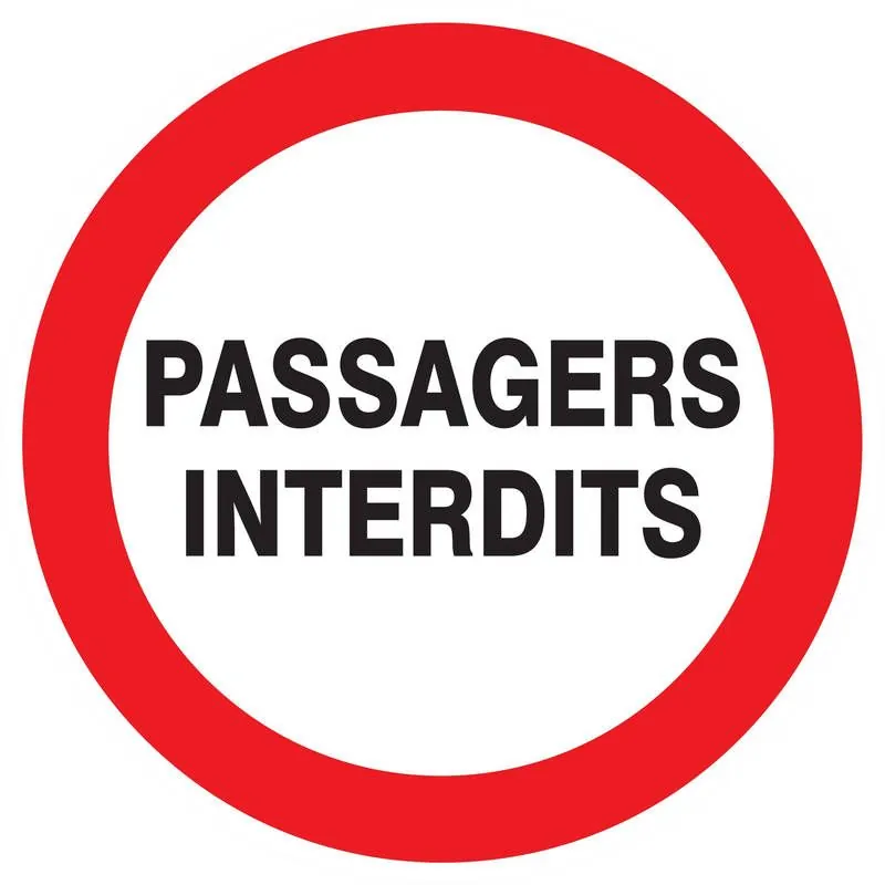 Panneau PASSAGERS INTERDITS NORMASIGN Taliaplast 623231