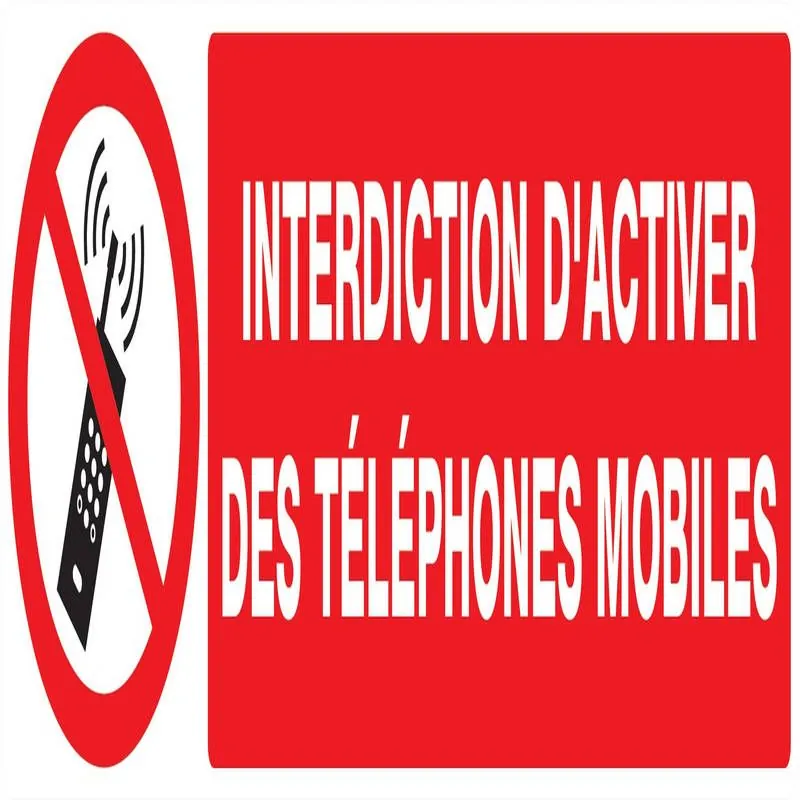 Panneau INTERDICTION D'ACTIVER DES TEL Taliaplast 620233