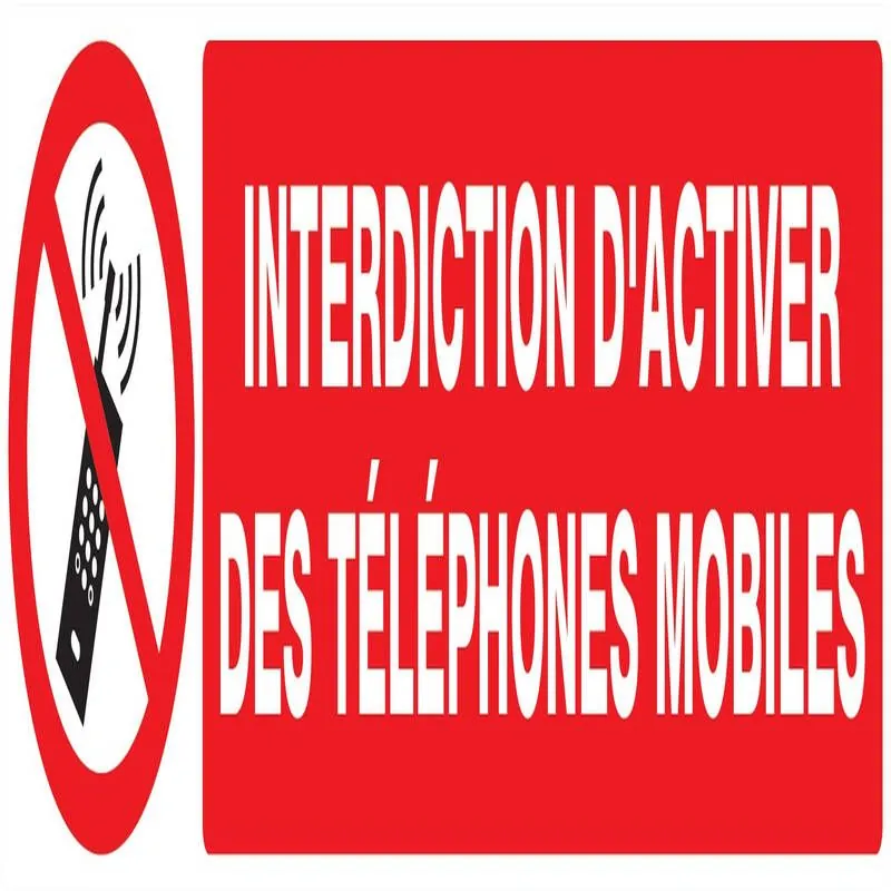 Panneau INTERDICTION D'ACTIVER DES TEL Taliaplast 625233