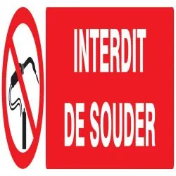Panneau INTERDIT DE SOUDER 200X52 NORM Taliaplast 620232