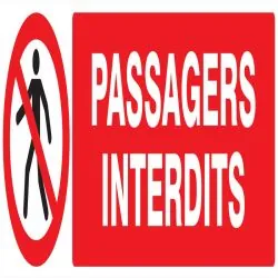 Panneau PASSAGERS INTERDITS 200x52 NOR Taliaplast 620202