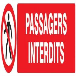 Panneau PASSAGERS INTERDITS 330X75 NOR Taliaplast 625202