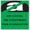 Panneau NE CONTIENT PAS AMIANTE 56X109 Taliaplast 733906