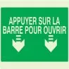 Panneau APPUYER S/BARRE POUR OUVRIR NO Taliaplast 631421