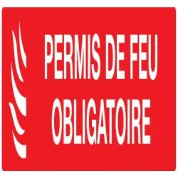 Panneau PERMIS DE FEU OBLIGAT. 200x52 Taliaplast 620119