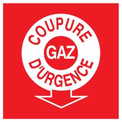 Panneau COUPURE GAZ D'URGENCE 200X200 Taliaplast 628109