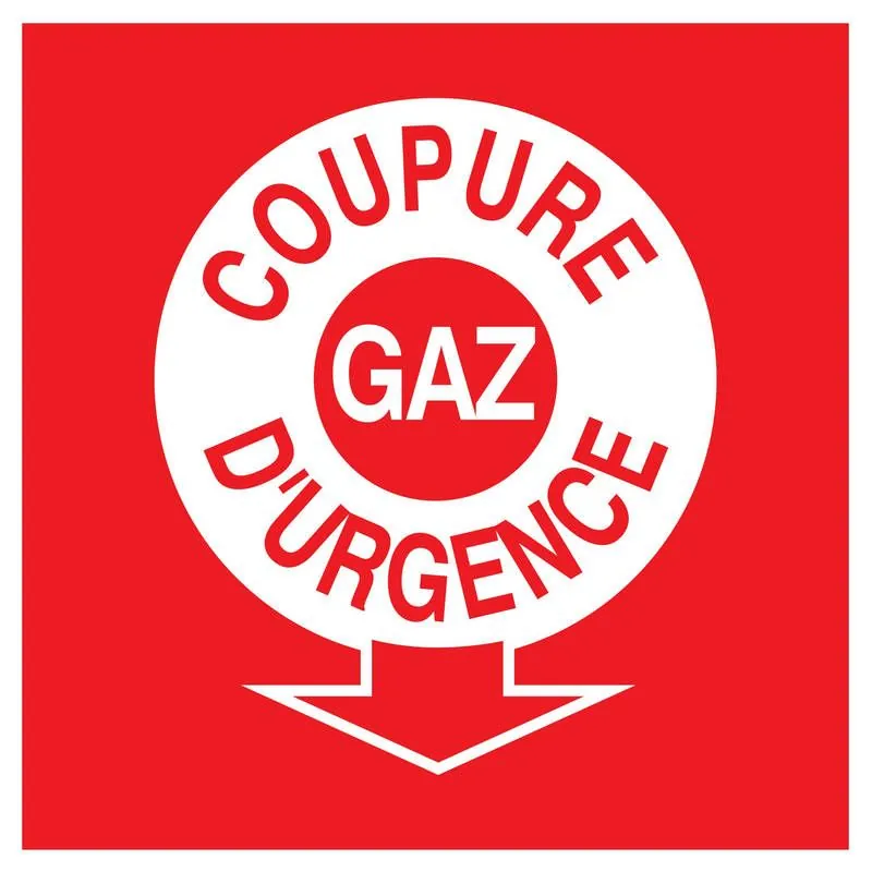 Panneau COUPURE GAZ D'URGENCE 200X200 Taliaplast 628109