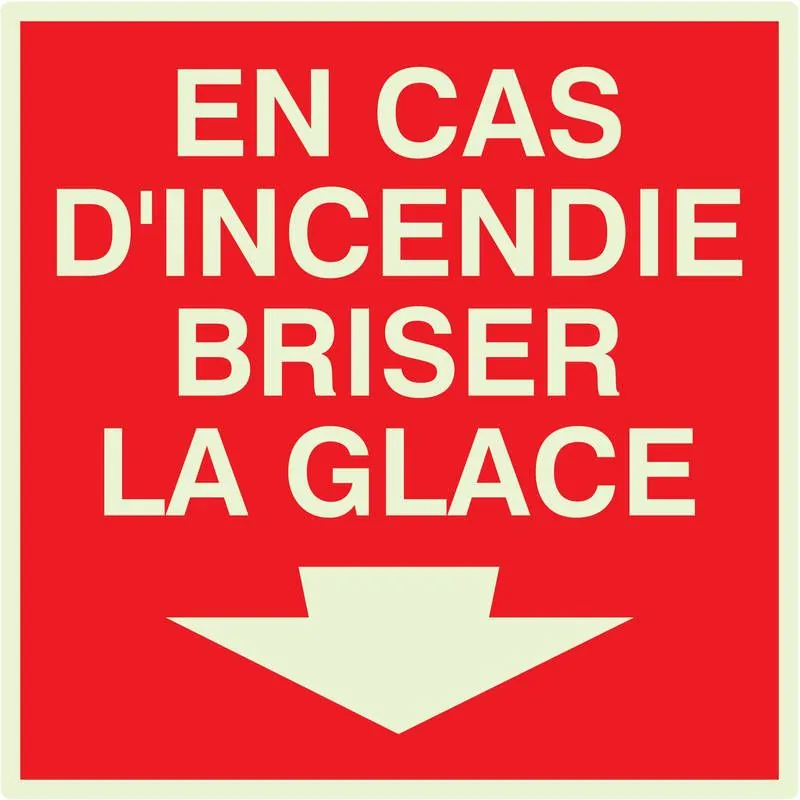 Panneau CAS INCENDIE BRISER LA GLACE N Taliaplast 638107