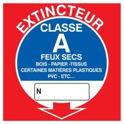 Panneau EXTINCTEUR CLASSE A 200X200 NO Taliaplast 628114