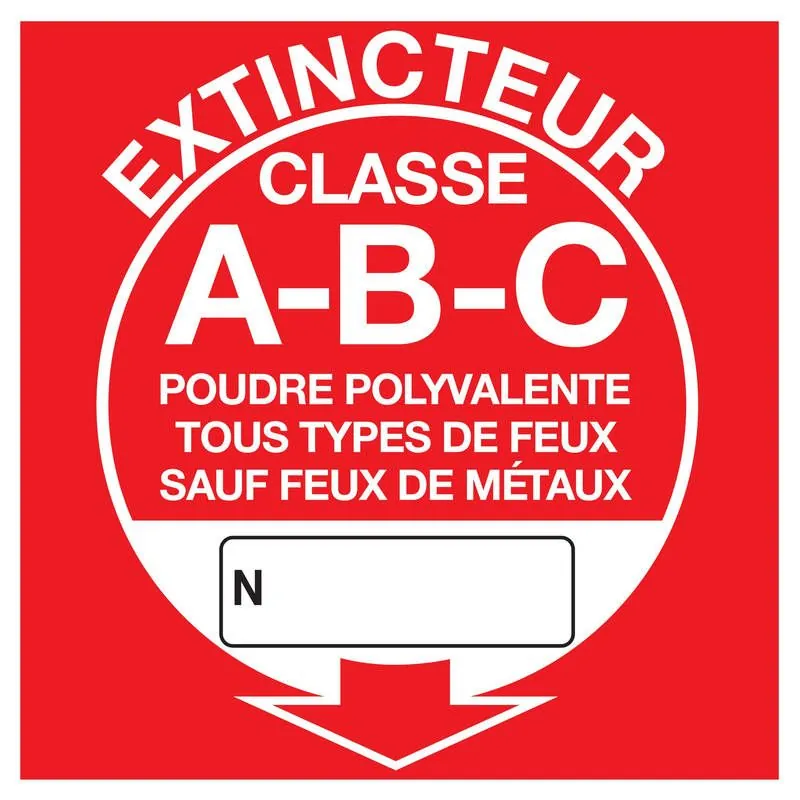 Panneau EXTINCTEUR CLASSE A-B-C NORMAS Taliaplast 628120