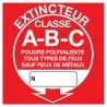 Panneau EXTINCTEUR CLASSE A-B-C NORMAS Taliaplast 628120