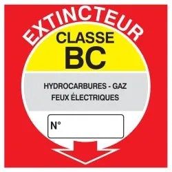 Panneau EXTINCTEUR CLASSE BC 200X200 N Taliaplast 628117