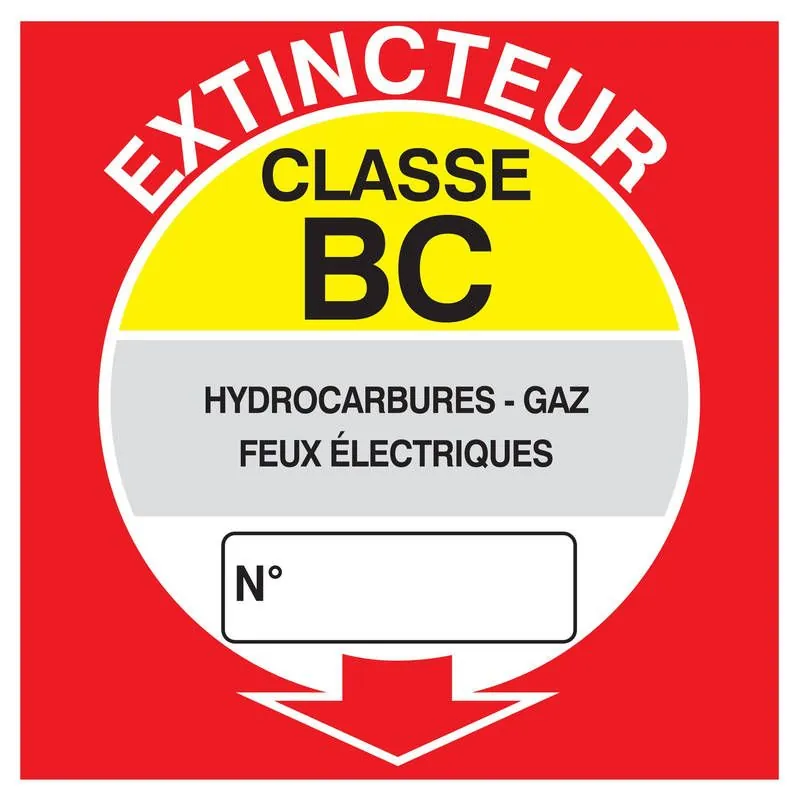 Panneau EXTINCTEUR CLASSE BC 200X200 N Taliaplast 628117