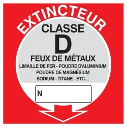 Panneau EXTINCTEUR CLASSE D 200X200 NO Taliaplast 628119