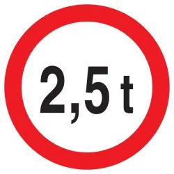 Panneau INTERDIT AUX PLUS DE +2.5 TONN Taliaplast 722282