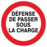 Panneau DEFENSE DE PASSER SOUS CHARGE Taliaplast 723240