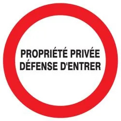 Panneau PROPRIETE PRIVEE DEF. D'ENTRER Taliaplast 723220