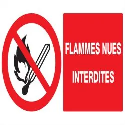 Panneau FLAMMES NUES INTERDITES NORMAS Taliaplast 721226