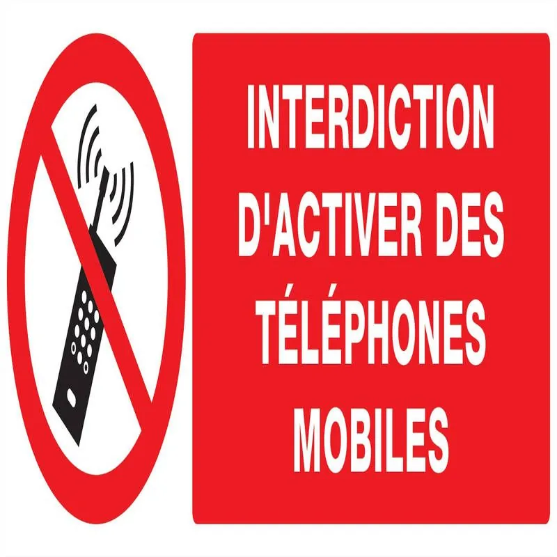Panneau INTERDICTION D'ACTIVER DES TEL Taliaplast 726233