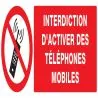 Panneau INTERDICTION D'ACTIVER DES TEL Taliaplast 726233