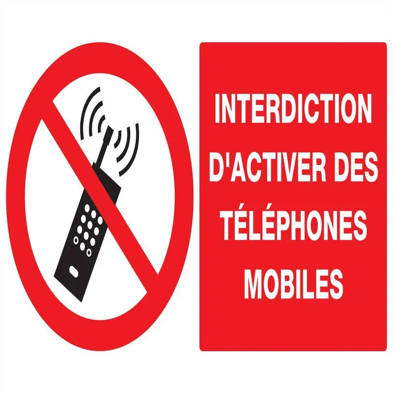 Panneau INTERDICTION D'ACTIVER DES TEL Taliaplast 721233