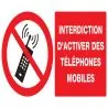 Panneau INTERDICTION D'ACTIVER DES TEL Taliaplast 721233