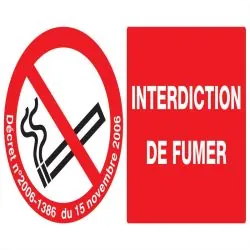 Panneau INTERDICTION DE FUMER + DECRET Taliaplast 721335