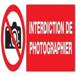 Panneau INTERDICTION DE PHOTOGRAPHIER Taliaplast 726231