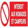 Panneau INTERDIT AUX NOMADES/CAMPEUR N Taliaplast 726211