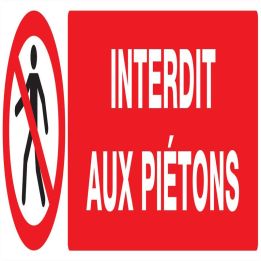 Panneau INTERDIT AUX PIETONS 200x52mm Taliaplast 720201