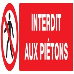 Panneau INTERDIT AUX PIETONS 200x52mm Taliaplast 720201