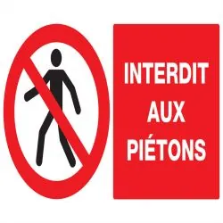 Panneau INTERDIT AUX PIETONS 330X200 N Taliaplast 721201