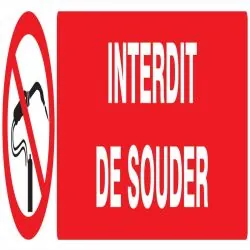 Panneau INTERDIT DE SOUDER 330x75mm Taliaplast 725232