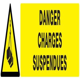 Panneau DANGER, CHARGES SUSPENDUES 330 Taliaplast 725307