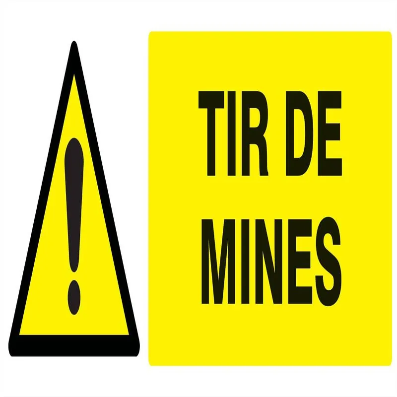 Panneau DANGER TIR DE MINES 330x120mm Taliaplast 726326