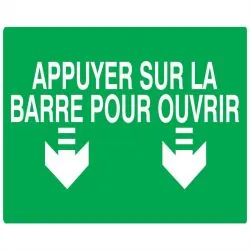 Panneau APPUYER SUR LA BARRE POUR OUVR Taliaplast 721421