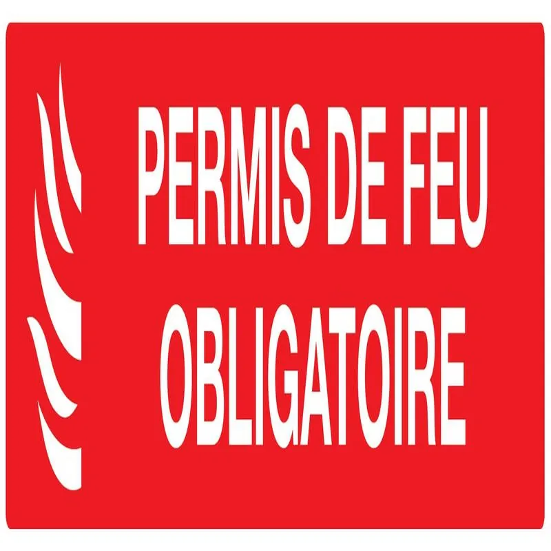 Panneau PERMIS DE FEU OBLIGAT. 200x52 Taliaplast 720119