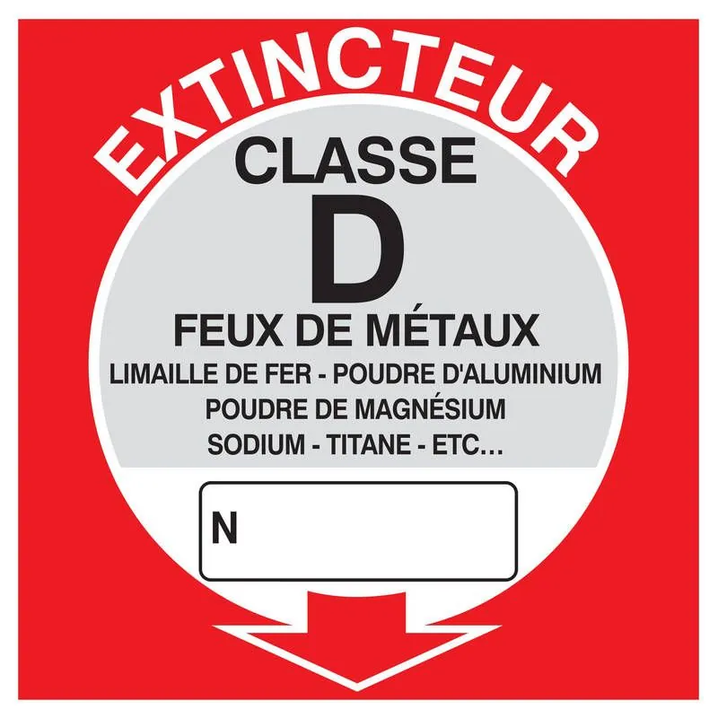 Panneau EXTINCTEUR CLASSE D 200x200mm Taliaplast 728119
