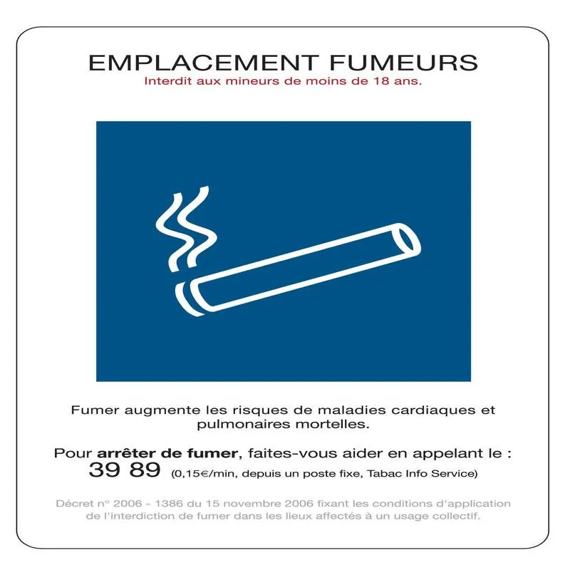 Panneau EMPLACEMENT FUMEURS 210x297 NO Taliaplast 729004