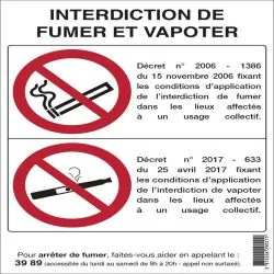 Panneau INTERDICTION DE FUMER/VAPOTER Taliaplast 629011