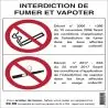 Panneau INTERDICTION DE FUMER/VAPOTER Taliaplast 629011