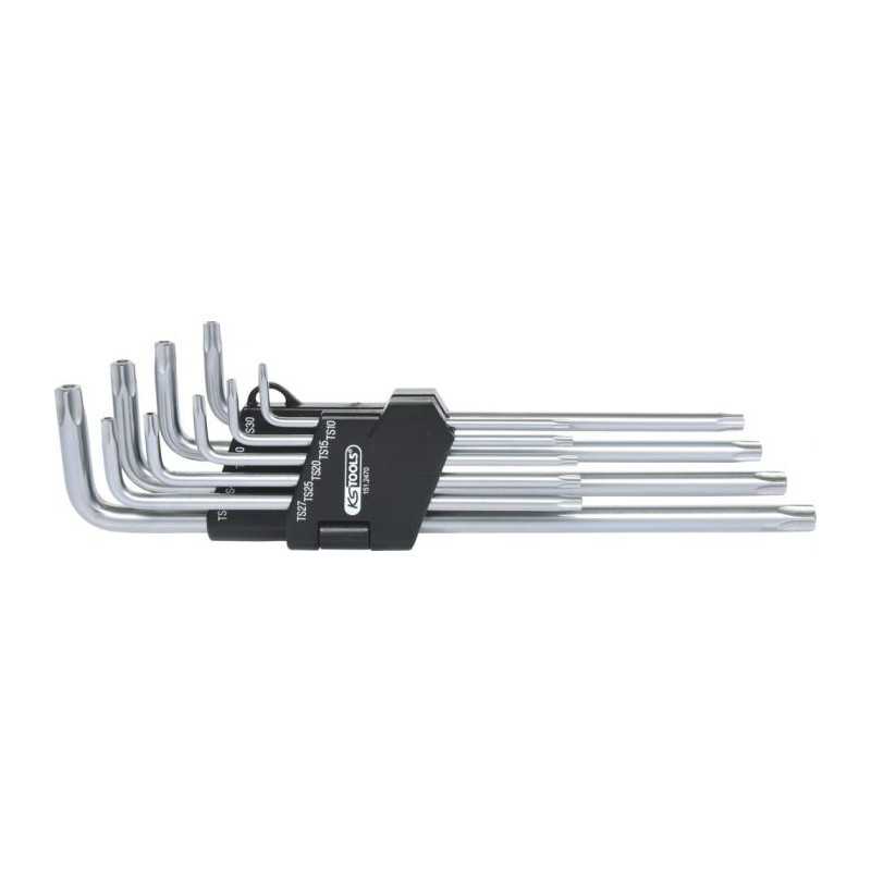 Jeu de clés mâles TORX® 5 pans percées extra longues . 9 pièces KSTOOLS 151.2470