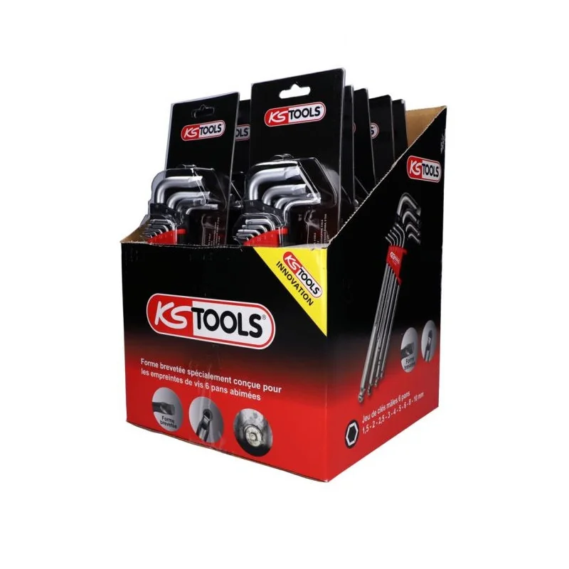 Display de 10 jeux de 9 clés mâles pour vis abimées 6 pans KSTOOLS 151.2800D | 151.2800D
