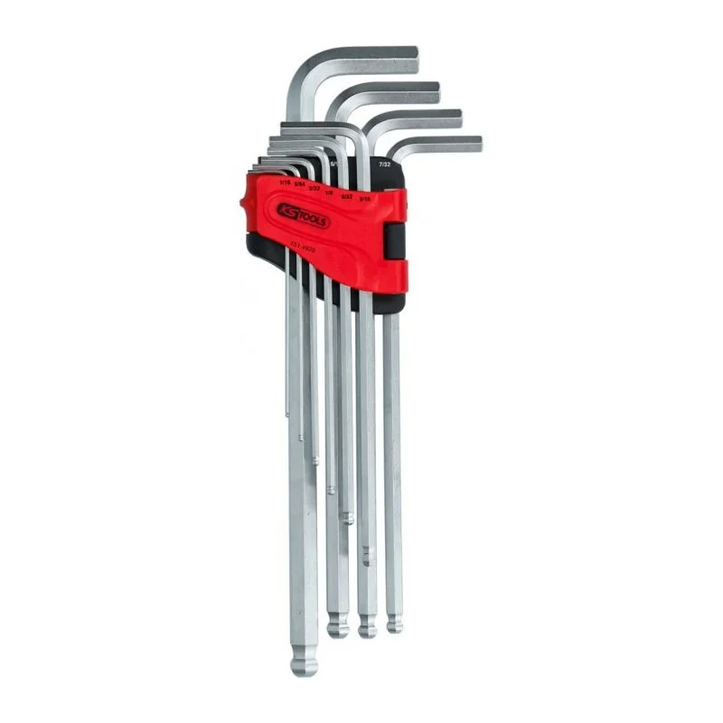Jeu de clés mâles 6 pans à tête sphérique extra-longues . 1/16'' à 3/8'' KSTOOLS 151.4920 | 151.4920