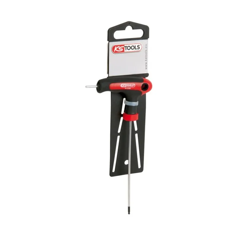 Clé mâle 6 pans à tête sphérique à poignée en T sur support . 6 mm KSTOOLS 151.8135-E | 151.8135-E