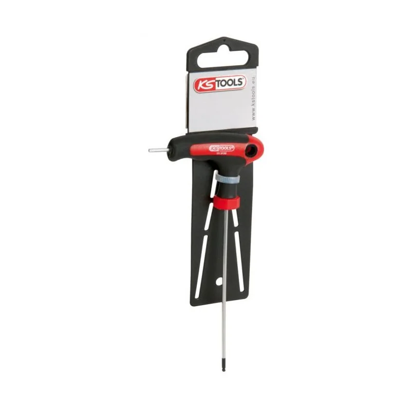 Clé mâle 6 pans à tête sphérique à poignée en T sur support . 7 mm KSTOOLS 151.8136-E | 151.8136-E